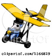 Poster, Art Print Of Blue Plague Doctor Man In Ultralight Aircraft Top Side View