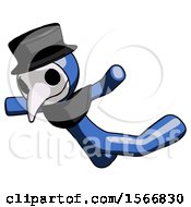 Poster, Art Print Of Blue Plague Doctor Man Skydiving Or Falling To Death