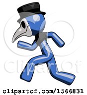 Poster, Art Print Of Blue Plague Doctor Man Running Fast Left