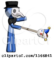 Poster, Art Print Of Blue Plague Doctor Man Holding Jesterstaff - I Dub Thee Foolish Concept