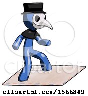 Poster, Art Print Of Blue Plague Doctor Man On Postage Envelope Surfing