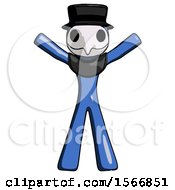Poster, Art Print Of Blue Plague Doctor Man Surprise Pose Arms And Legs Out