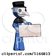Poster, Art Print Of Blue Plague Doctor Man Presenting Large Envelope