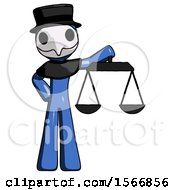 Poster, Art Print Of Blue Plague Doctor Man Holding Scales Of Justice