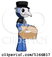 Poster, Art Print Of Blue Plague Doctor Man Holding Package To Send Or Recieve In Mail