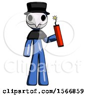 Poster, Art Print Of Blue Plague Doctor Man Holding Dynamite With Fuse Lit