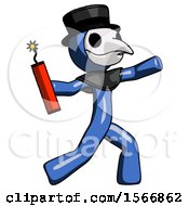 Poster, Art Print Of Blue Plague Doctor Man Throwing Dynamite