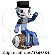 Poster, Art Print Of Blue Plague Doctor Man Sitting On Giant Football