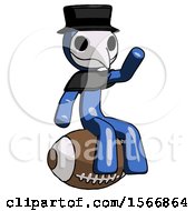 Blue Plague Doctor Man Sitting On Giant Football