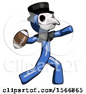 Poster, Art Print Of Blue Plague Doctor Man Throwing Football