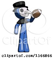 Poster, Art Print Of Blue Plague Doctor Man Holding Football Up