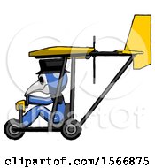 Poster, Art Print Of Blue Plague Doctor Man In Ultralight Aircraft Side View