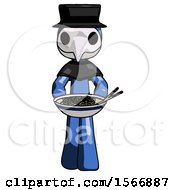 Poster, Art Print Of Blue Plague Doctor Man Serving Or Presenting Noodles