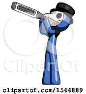 Poster, Art Print Of Blue Plague Doctor Man Thermometer In Mouth