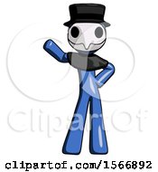 Poster, Art Print Of Blue Plague Doctor Man Waving Right Arm With Hand On Hip