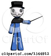 Poster, Art Print Of Blue Plague Doctor Man Teacher Or Conductor With Stick Or Baton Directing