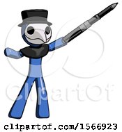 Poster, Art Print Of Blue Plague Doctor Man Demonstrating That Indeed The Pen Is Mightier