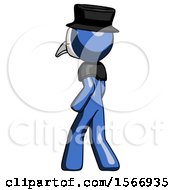 Poster, Art Print Of Blue Plague Doctor Man Walking Away Direction Left View