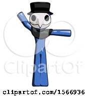 Poster, Art Print Of Blue Plague Doctor Man Directing Traffic Right