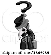Poster, Art Print Of Black Plague Doctor Man Thinker Question Mark Concept