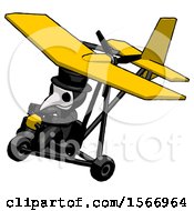 Poster, Art Print Of Black Plague Doctor Man In Ultralight Aircraft Top Side View