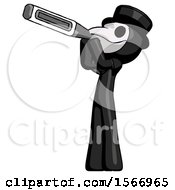 Poster, Art Print Of Black Plague Doctor Man Thermometer In Mouth