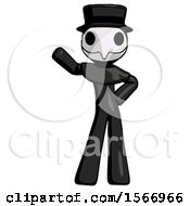 Poster, Art Print Of Black Plague Doctor Man Waving Right Arm With Hand On Hip