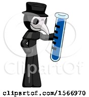 Poster, Art Print Of Black Plague Doctor Man Holding Large Test Tube