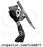 Poster, Art Print Of Black Plague Doctor Man Stabbing Or Cutting With Scalpel