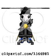 Poster, Art Print Of Black Plague Doctor Man Flying In Gyrocopter Front View