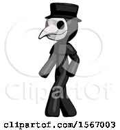 Poster, Art Print Of Black Plague Doctor Man Man Walking Turned Left Front View