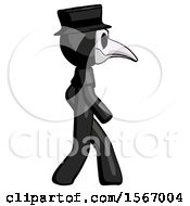 Poster, Art Print Of Black Plague Doctor Man Walking Right Side View