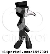 Black Plague Doctor Man Walking Right Side View