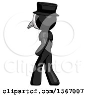 Poster, Art Print Of Black Plague Doctor Man Walking Away Direction Left View