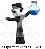 Poster, Art Print Of Black Plague Doctor Man Holding Large Round Flask Or Beaker