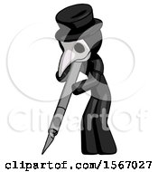 Black Plague Doctor Man Cutting With Large Scalpel