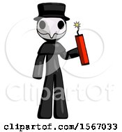 Poster, Art Print Of Black Plague Doctor Man Holding Dynamite With Fuse Lit