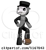 Poster, Art Print Of Black Plague Doctor Man Standing With Foot On Football