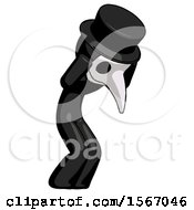 Black Plague Doctor Man With Headache Or Covering Ears Turned To His Right