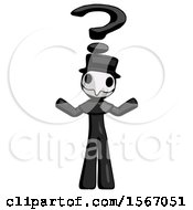 Poster, Art Print Of Black Plague Doctor Man With Question Mark Above Head Confused