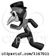 Poster, Art Print Of Black Plague Doctor Man Running Fast Left