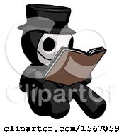 Black Plague Doctor Man Reading Book While Sitting Down