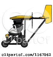 Black Plague Doctor Man In Ultralight Aircraft Side View