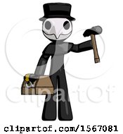 Poster, Art Print Of Black Plague Doctor Man Holding Tools And Toolchest Ready To Work