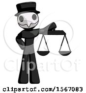 Poster, Art Print Of Black Plague Doctor Man Holding Scales Of Justice