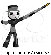 Poster, Art Print Of Black Plague Doctor Man Pen Is Mightier Than The Sword Calligraphy Pose