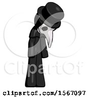 Poster, Art Print Of Black Plague Doctor Man Depressed With Head Down Turned Right