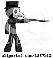 Poster, Art Print Of Black Plague Doctor Man Pointing With Hiking Stick