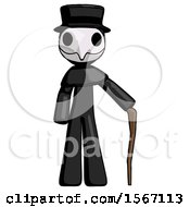 Poster, Art Print Of Black Plague Doctor Man Standing With Hiking Stick