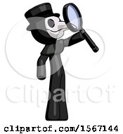 Poster, Art Print Of Black Plague Doctor Man Inspecting With Large Magnifying Glass Facing Up